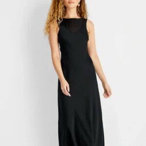 NWT Future Collective Women's Sleeveless Mixed Media Ankle Slip Dress Black